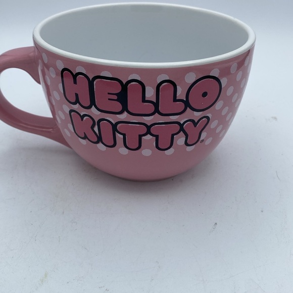 Hello Kitty by Sanrio 24 0z ceramic pink white polka dots coffee hot cocoa mug - Picture 4 of 5